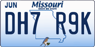 MO license plate DH7R9K