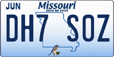MO license plate DH7S0Z