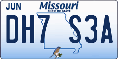 MO license plate DH7S3A