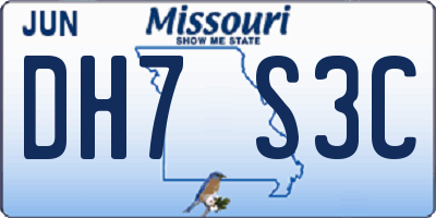MO license plate DH7S3C