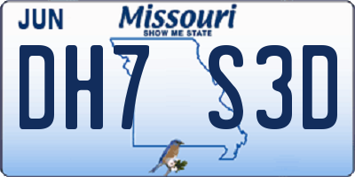 MO license plate DH7S3D
