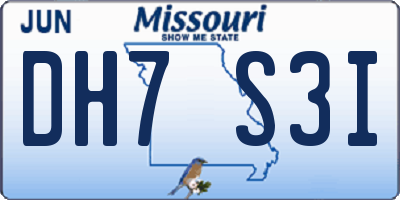 MO license plate DH7S3I