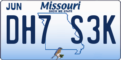 MO license plate DH7S3K