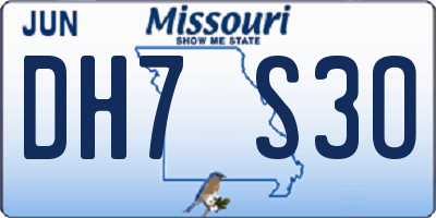 MO license plate DH7S3O