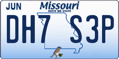MO license plate DH7S3P
