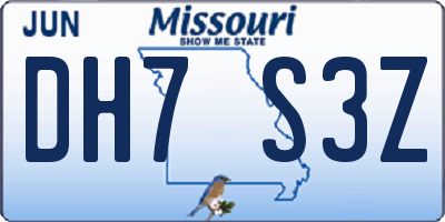 MO license plate DH7S3Z