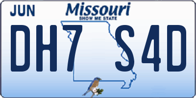 MO license plate DH7S4D