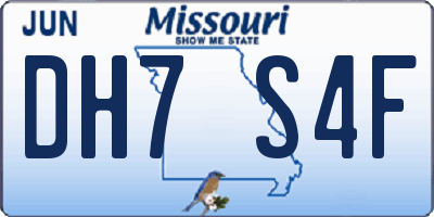 MO license plate DH7S4F