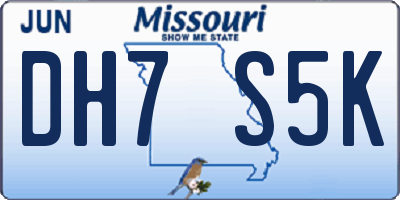 MO license plate DH7S5K