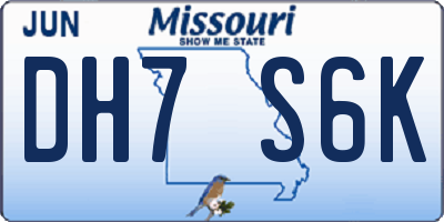 MO license plate DH7S6K