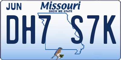 MO license plate DH7S7K