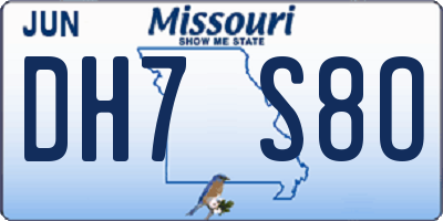 MO license plate DH7S8O