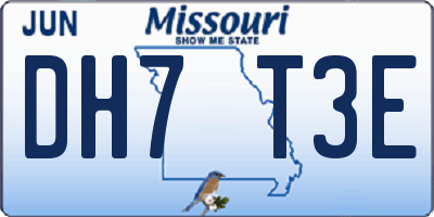 MO license plate DH7T3E