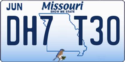 MO license plate DH7T3O