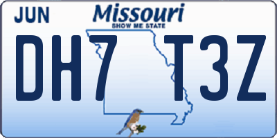 MO license plate DH7T3Z