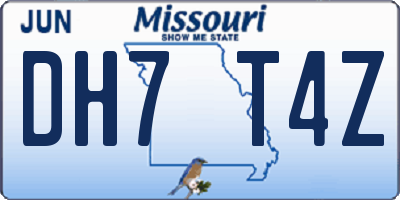 MO license plate DH7T4Z