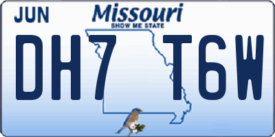 MO license plate DH7T6W
