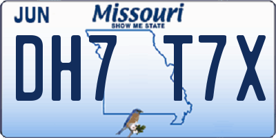 MO license plate DH7T7X