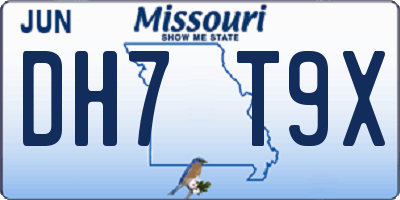 MO license plate DH7T9X