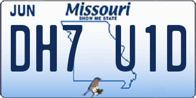 MO license plate DH7U1D
