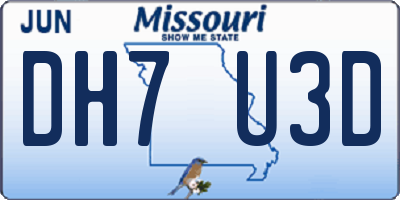 MO license plate DH7U3D