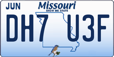 MO license plate DH7U3F