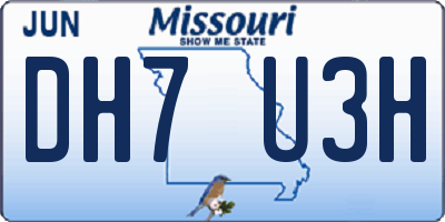 MO license plate DH7U3H