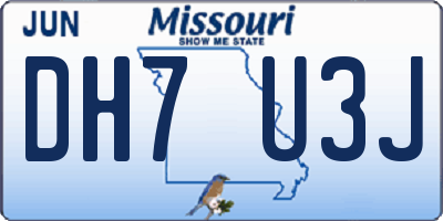 MO license plate DH7U3J
