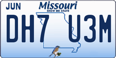 MO license plate DH7U3M