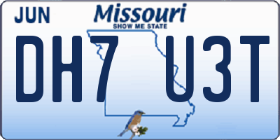 MO license plate DH7U3T