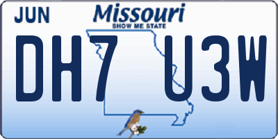 MO license plate DH7U3W