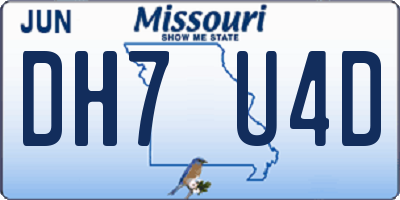 MO license plate DH7U4D