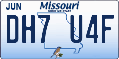 MO license plate DH7U4F