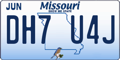 MO license plate DH7U4J