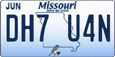MO license plate DH7U4N