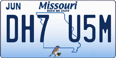 MO license plate DH7U5M
