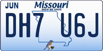 MO license plate DH7U6J