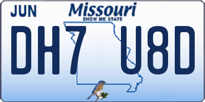 MO license plate DH7U8D