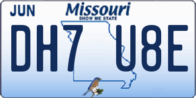 MO license plate DH7U8E