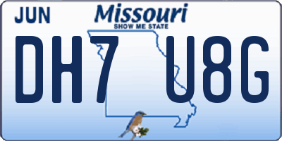 MO license plate DH7U8G