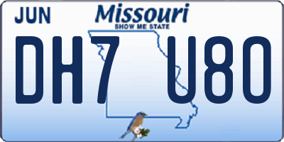 MO license plate DH7U8O