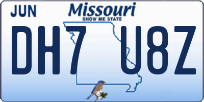 MO license plate DH7U8Z