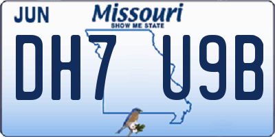 MO license plate DH7U9B