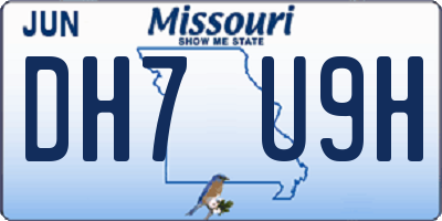 MO license plate DH7U9H