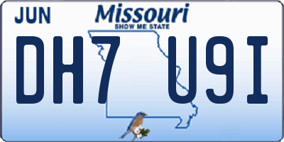 MO license plate DH7U9I