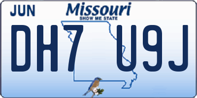 MO license plate DH7U9J