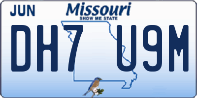 MO license plate DH7U9M