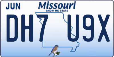 MO license plate DH7U9X