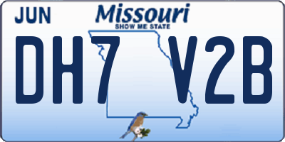MO license plate DH7V2B