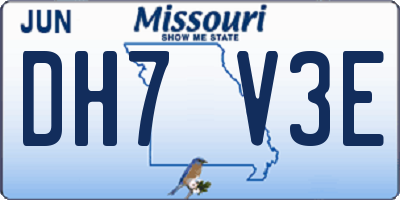 MO license plate DH7V3E
